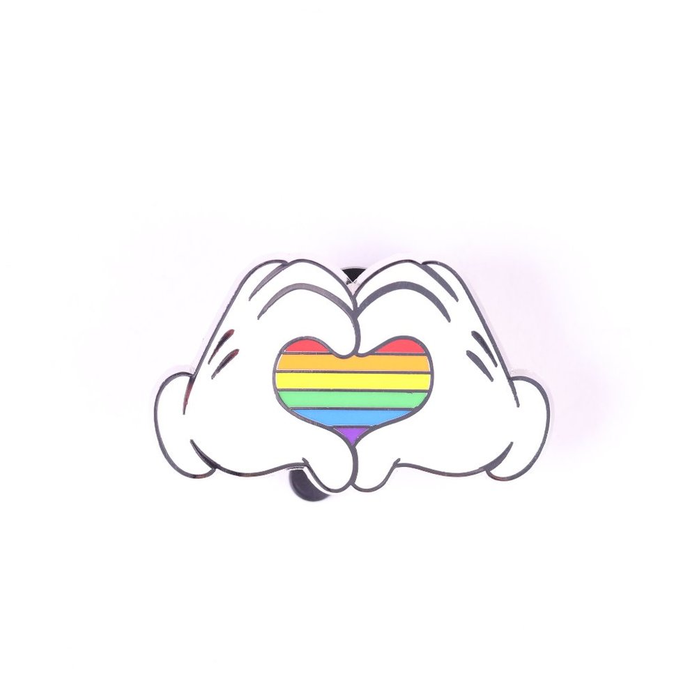 Mickey Mouse Heart Hands Rainbow Disney Pin